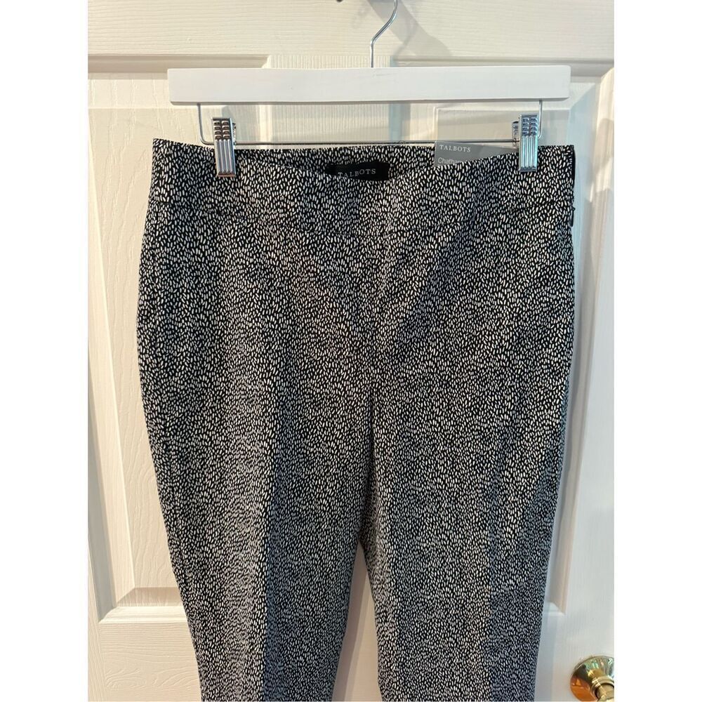 Talbots Black &โWhite Stroke Print Chatham Ankle Pants sz 4 NWT